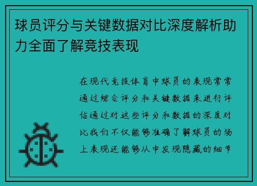 球员评分与关键数据对比深度解析助力全面了解竞技表现 球员评分与关键数据对比深度解析助力全面了解竞技表现